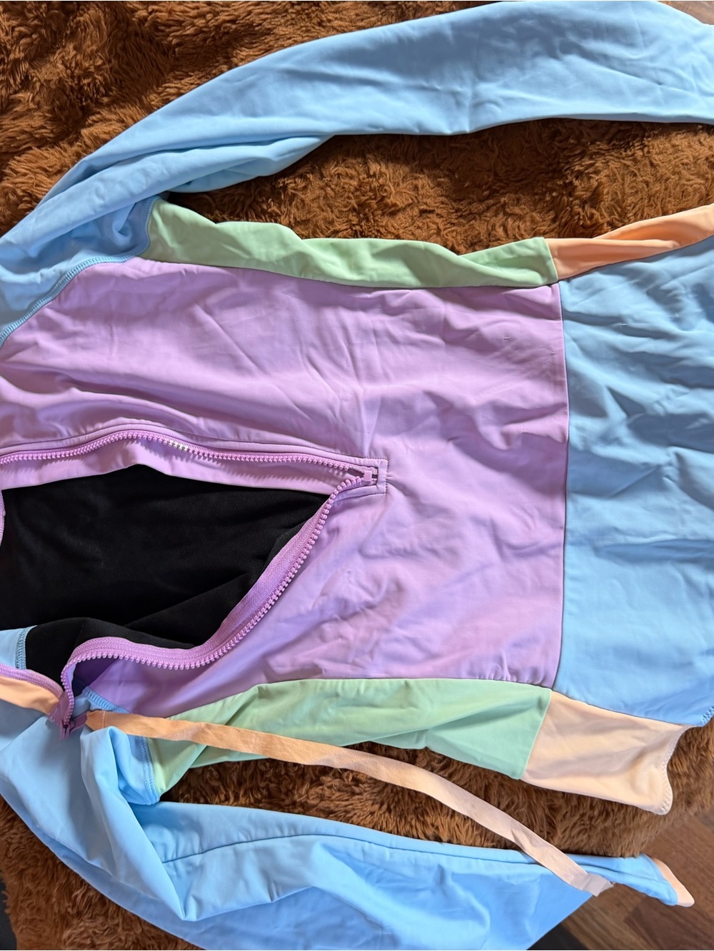 Colorblock Pastel One-Piece Swimsuit - Light Blue & Lavender
